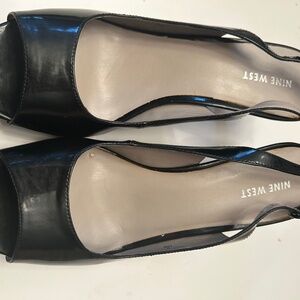 Peep Toe Black Patent Heel strap 3”Shoes